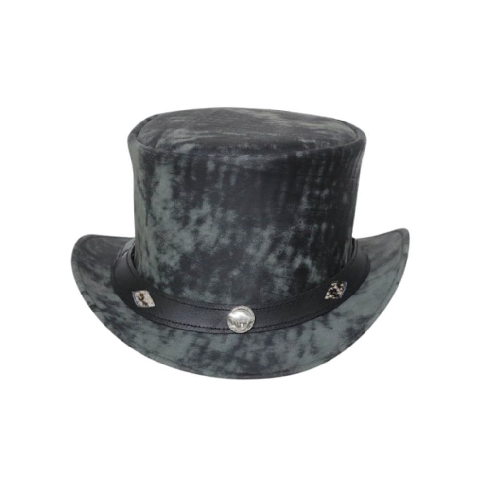 Black bull style leather top hat
