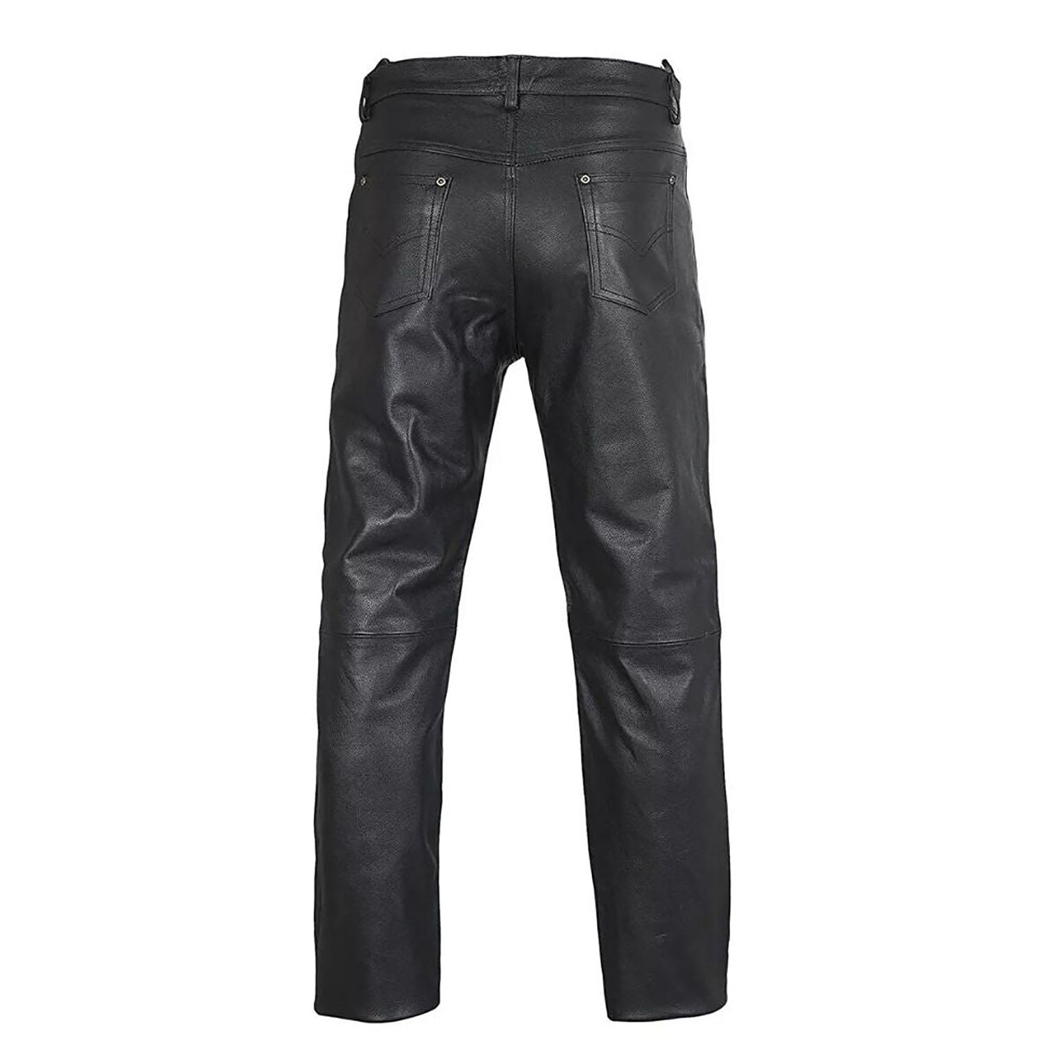 The black cowhide leather pants, pictured in full display