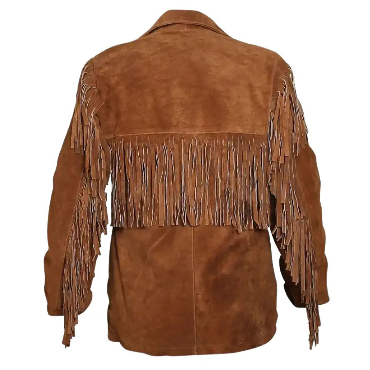 View 223-1 of the brown suede leather fringe jacket for men