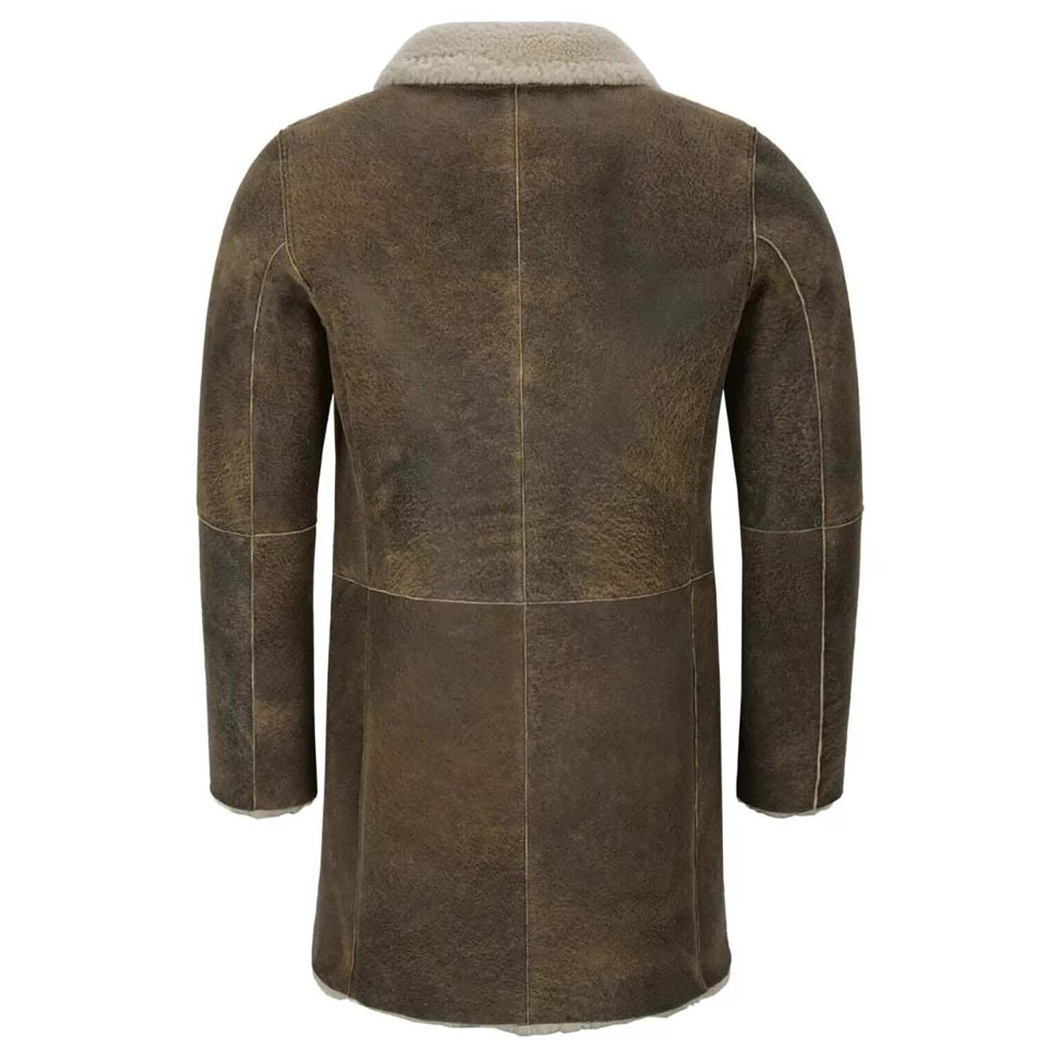Side profile of the sheepskin leather coat for men