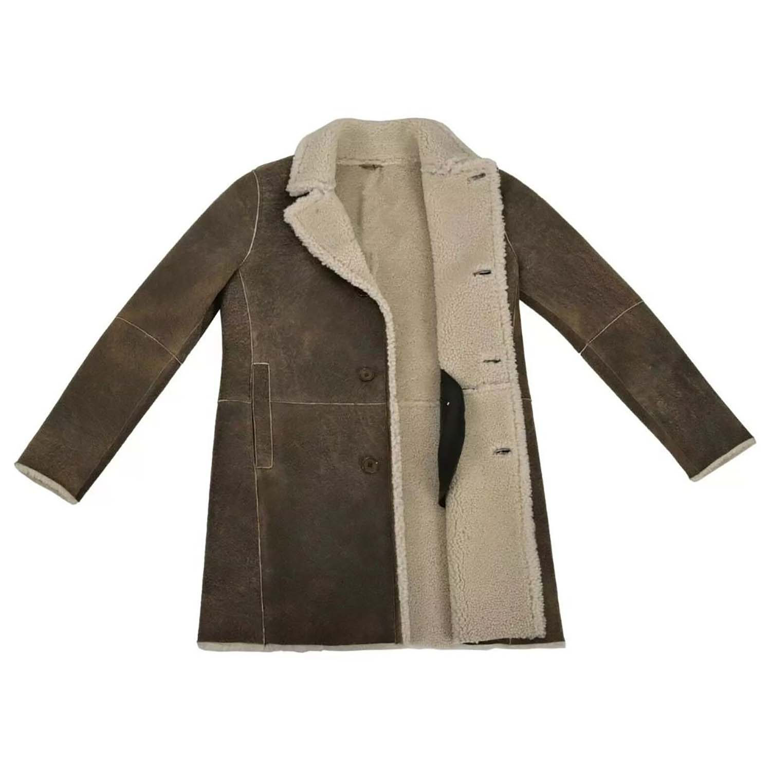 Back view of the sheepskin leather coat for men