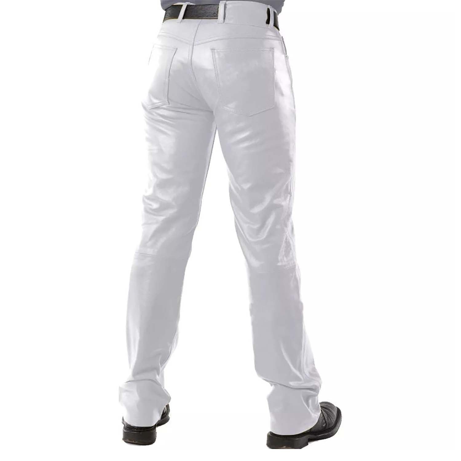 The white cowhide leather pants, pictured in full display
