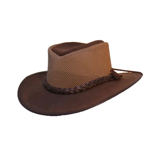 Mesh cowboy hat with leather band

