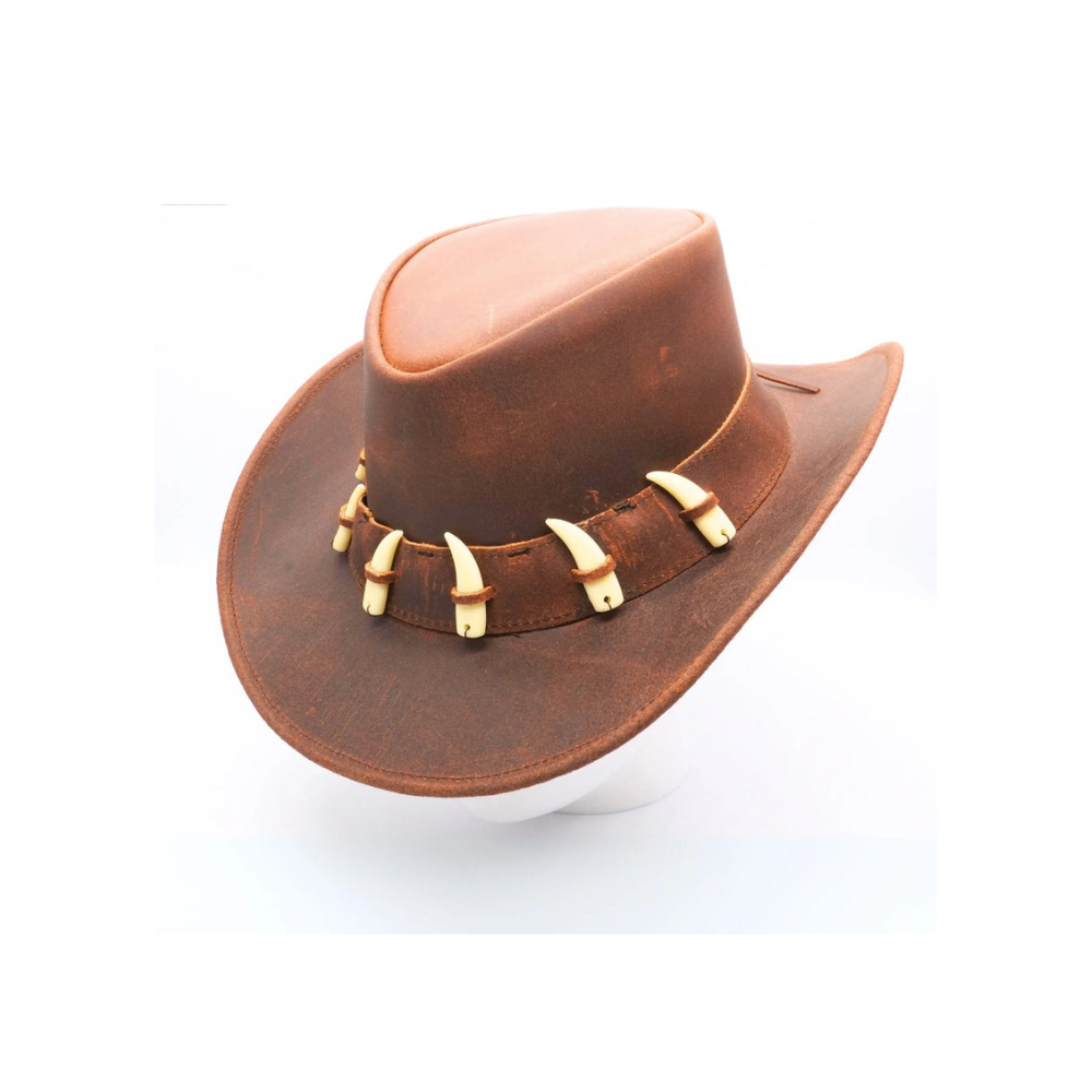 Outback leather hat with crocodile band





