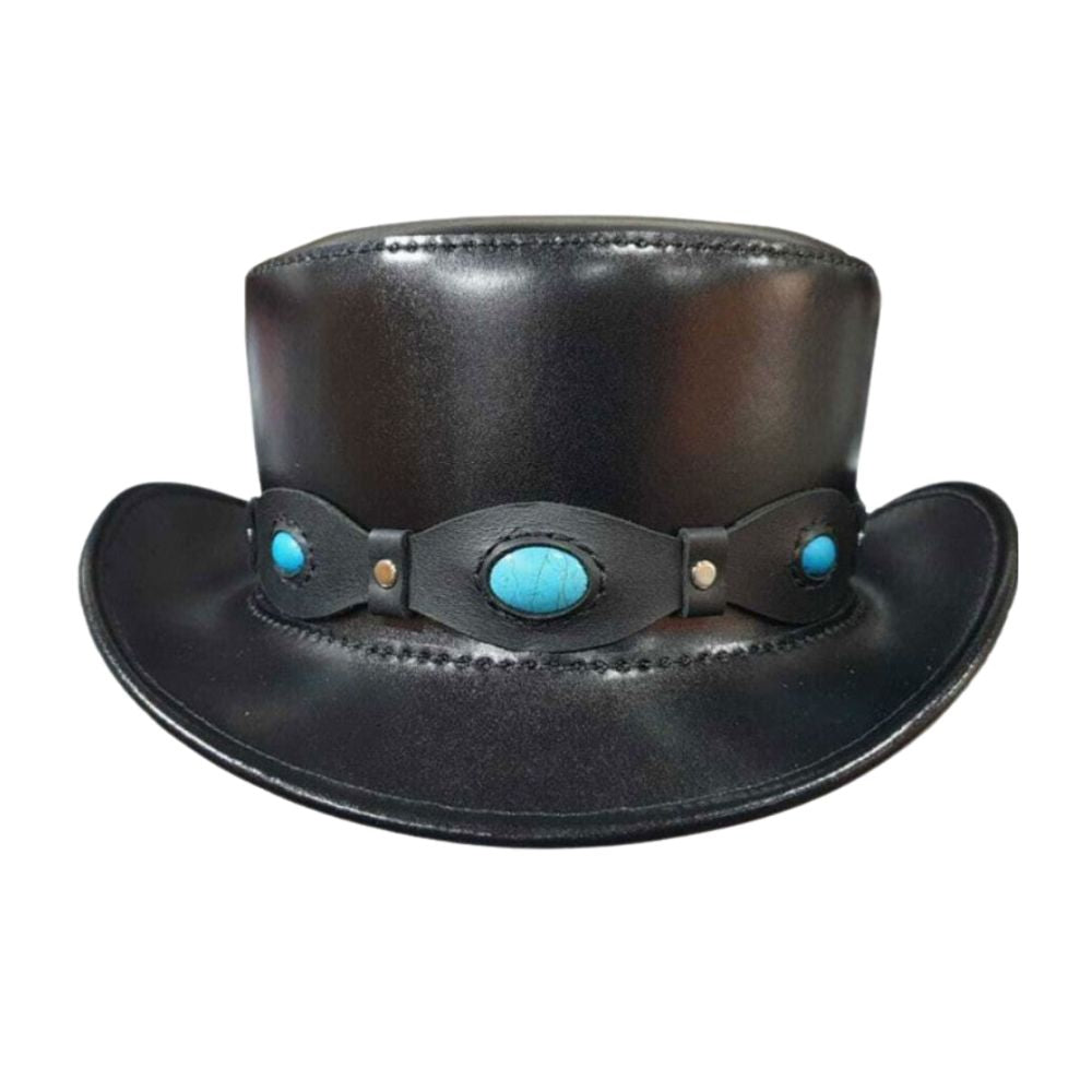 Pinkerton-style leather hat with gems
