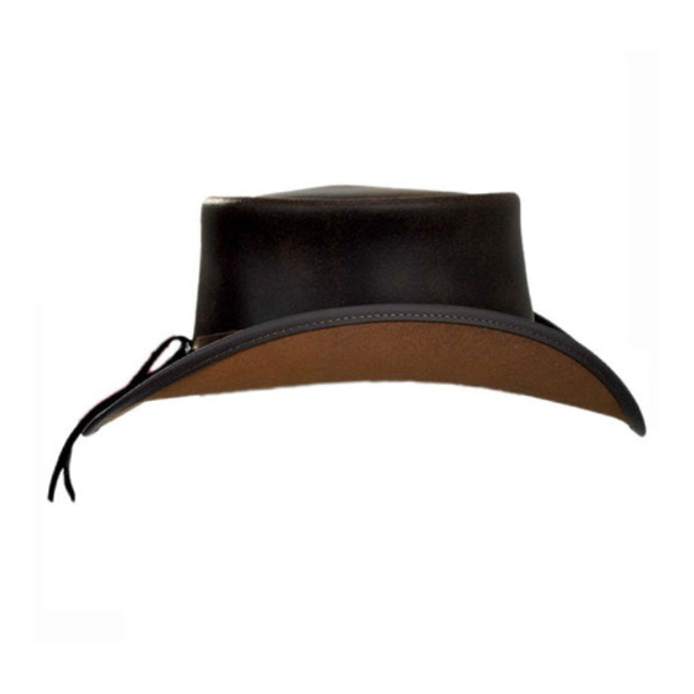 Black and brown hat on a white background