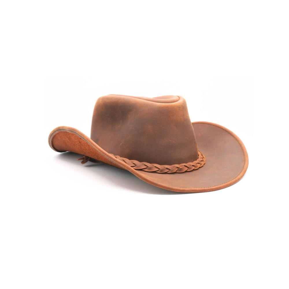 Premium leather Outback-style cowboy hat.
