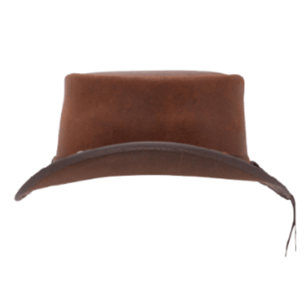 Brown leather hat on a white background