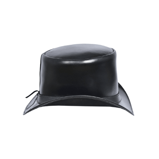 Black leather hat on a white background