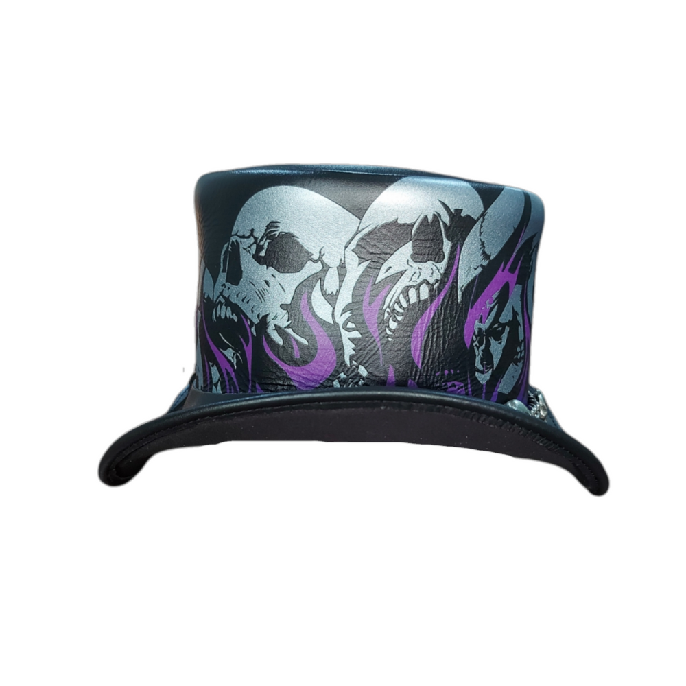 Black cap with skull design on a white background