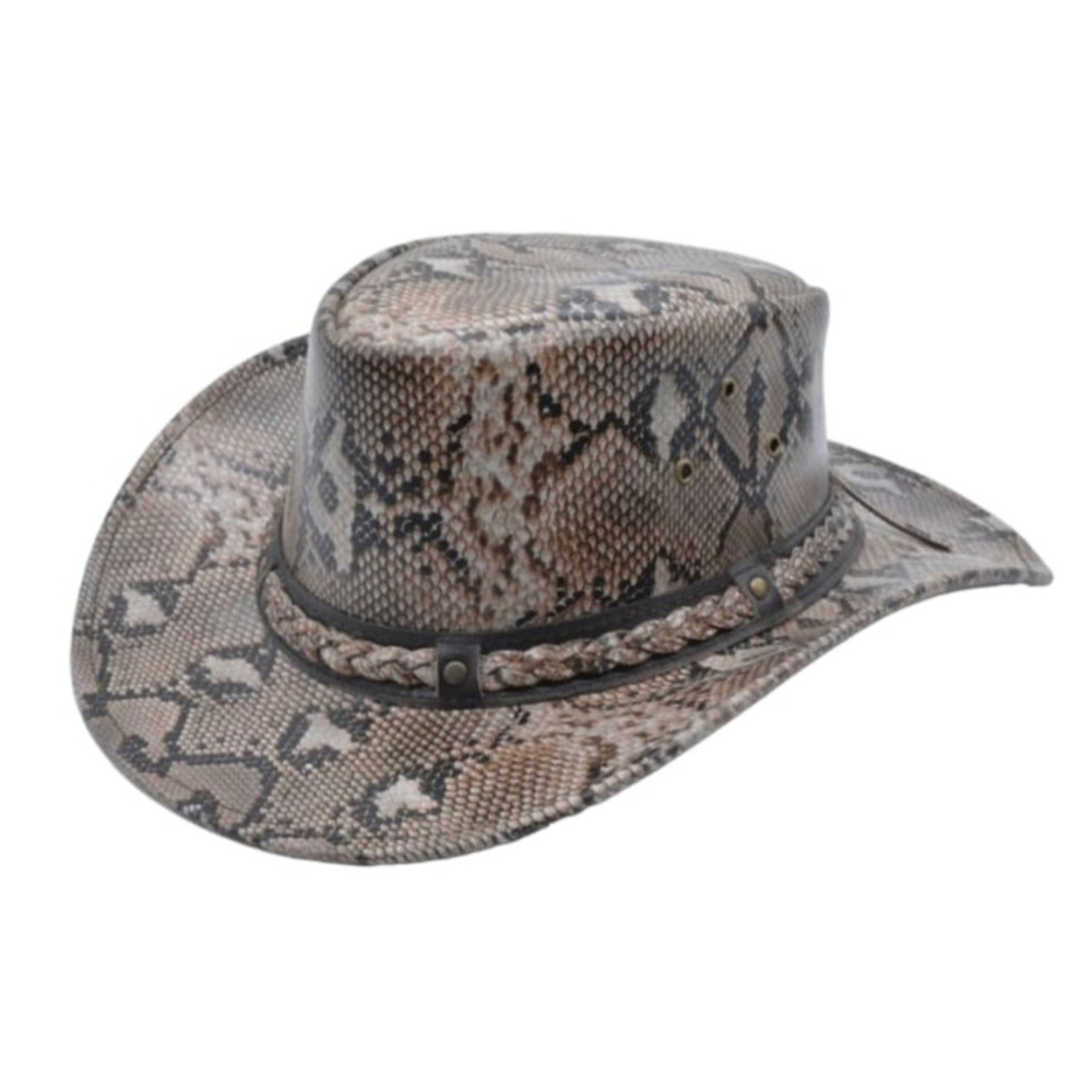 Snake Print Leather Cowboy Hat

