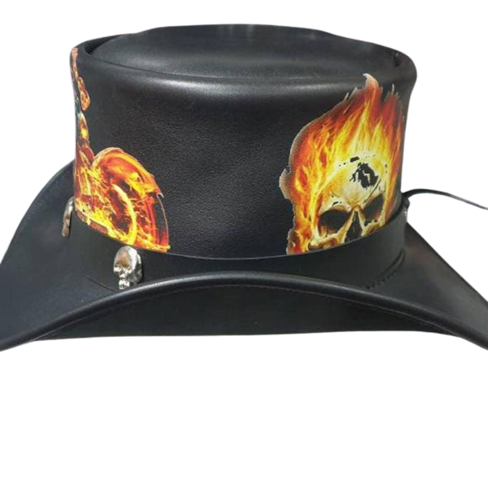 Steampunk Ghost Rider Leather Top Hat