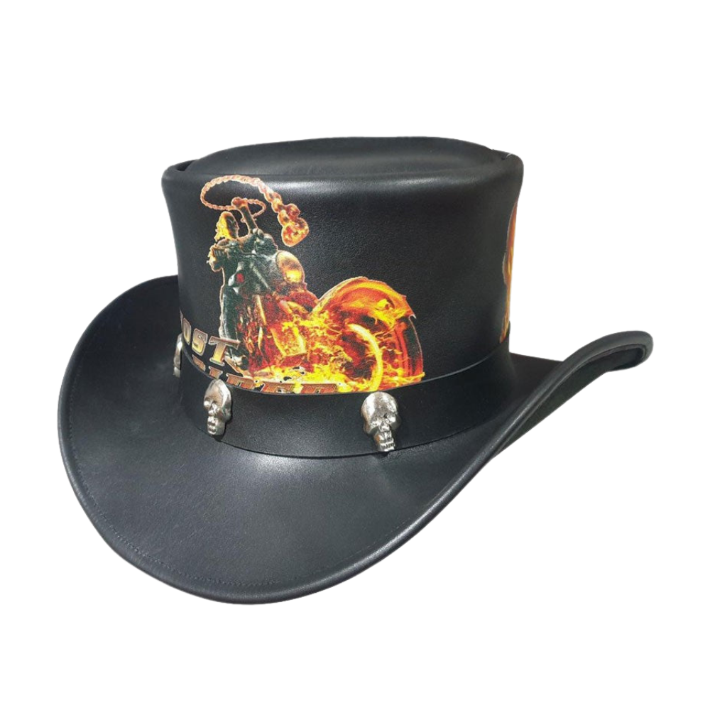 Steampunk Ghost Rider Leather Top Hat