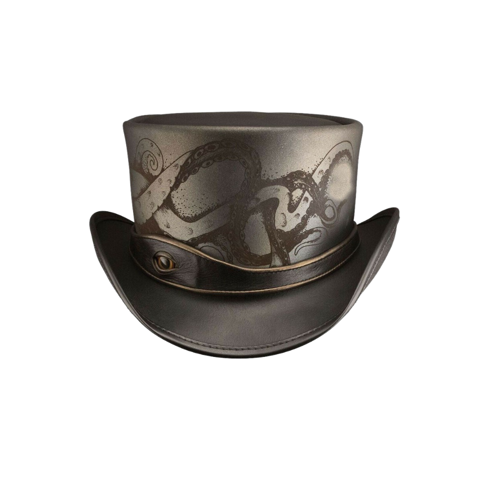 Steampunk Kraken Leather Top Hat

