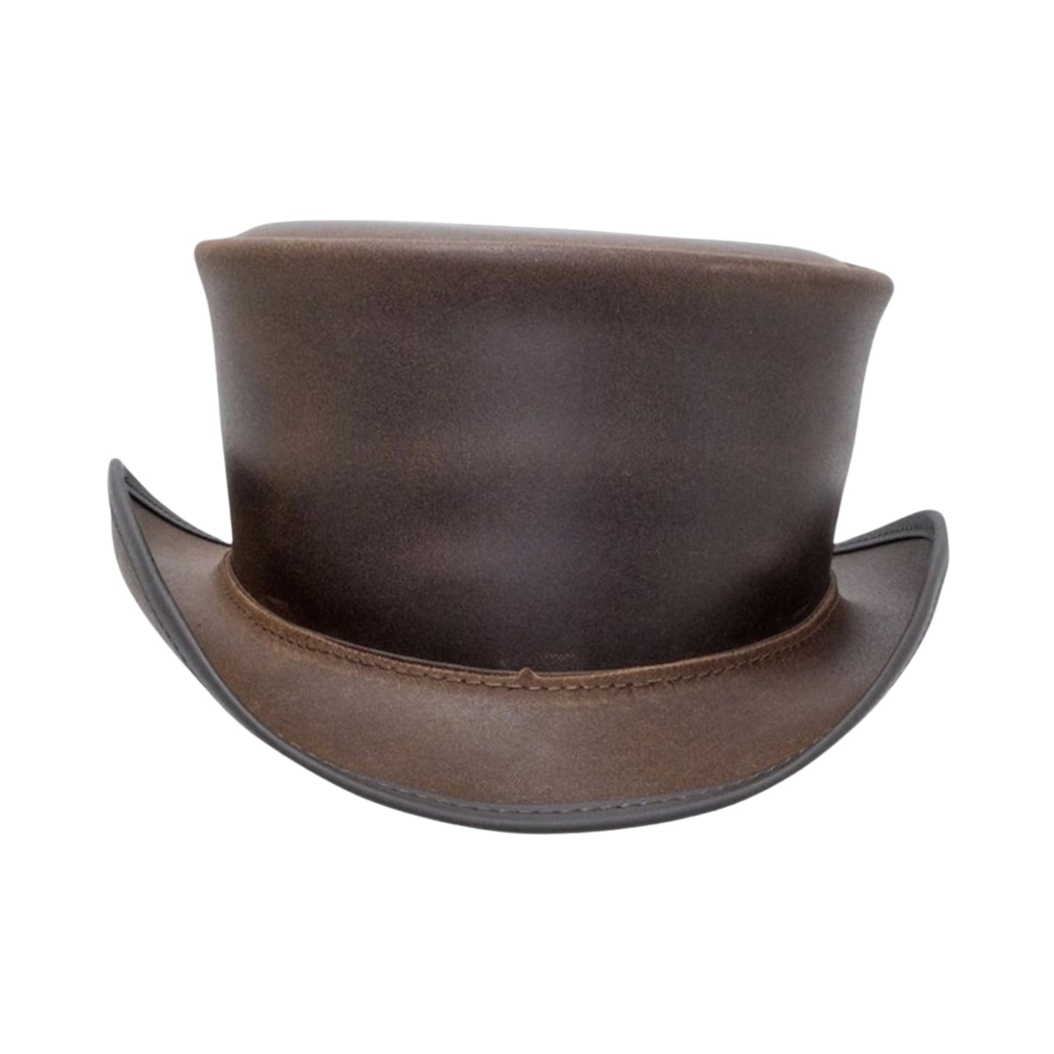 Steampunk Leather Top Hat, Unbanded Brown
