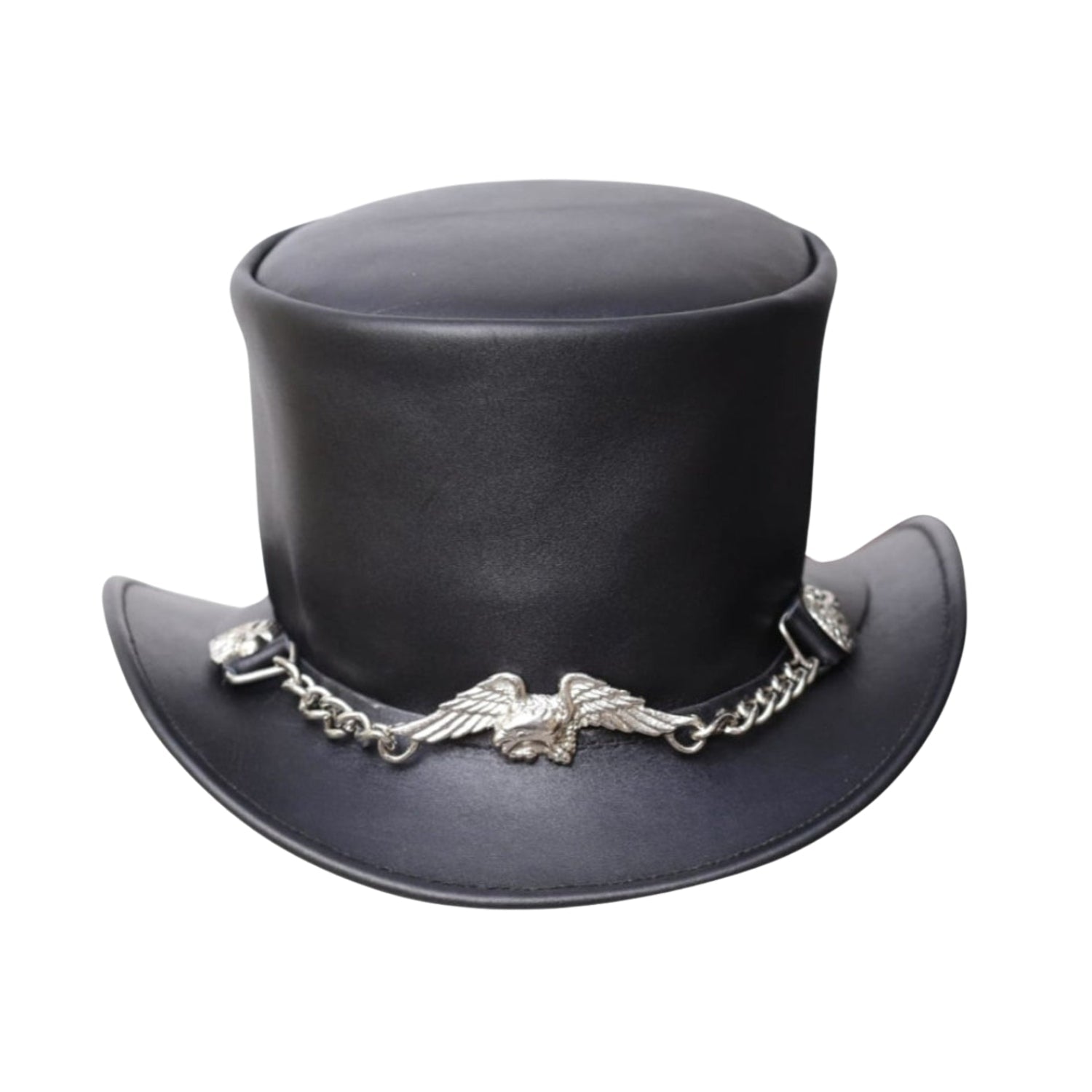 Steampunk Leather Top Hat with Eagle Band
