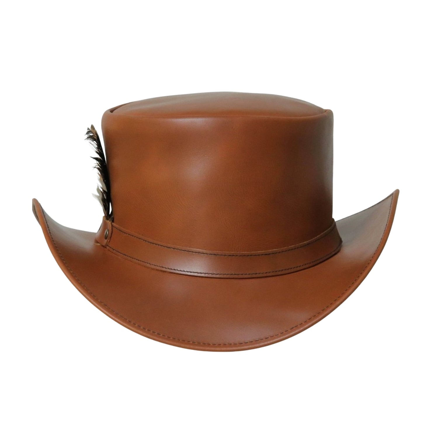 Steampunk Style Tan Leather Top Hat
