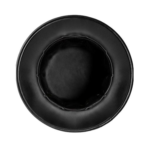 Black leather hat on a white background