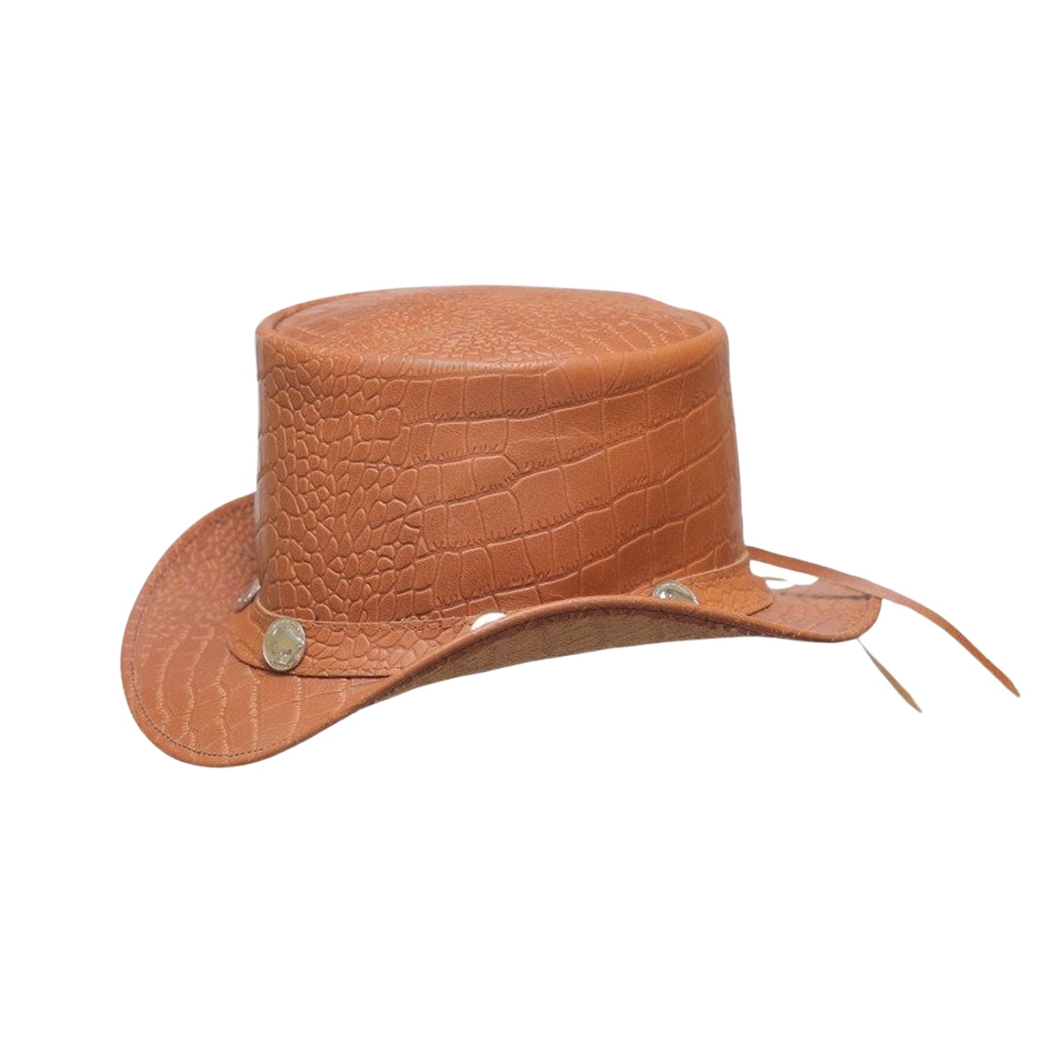 Stylish Tan Brown Leather Steampunk Hat
