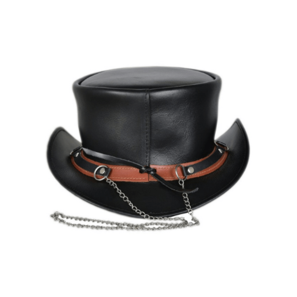 Stylish Women’s Black Leather Top Hat





