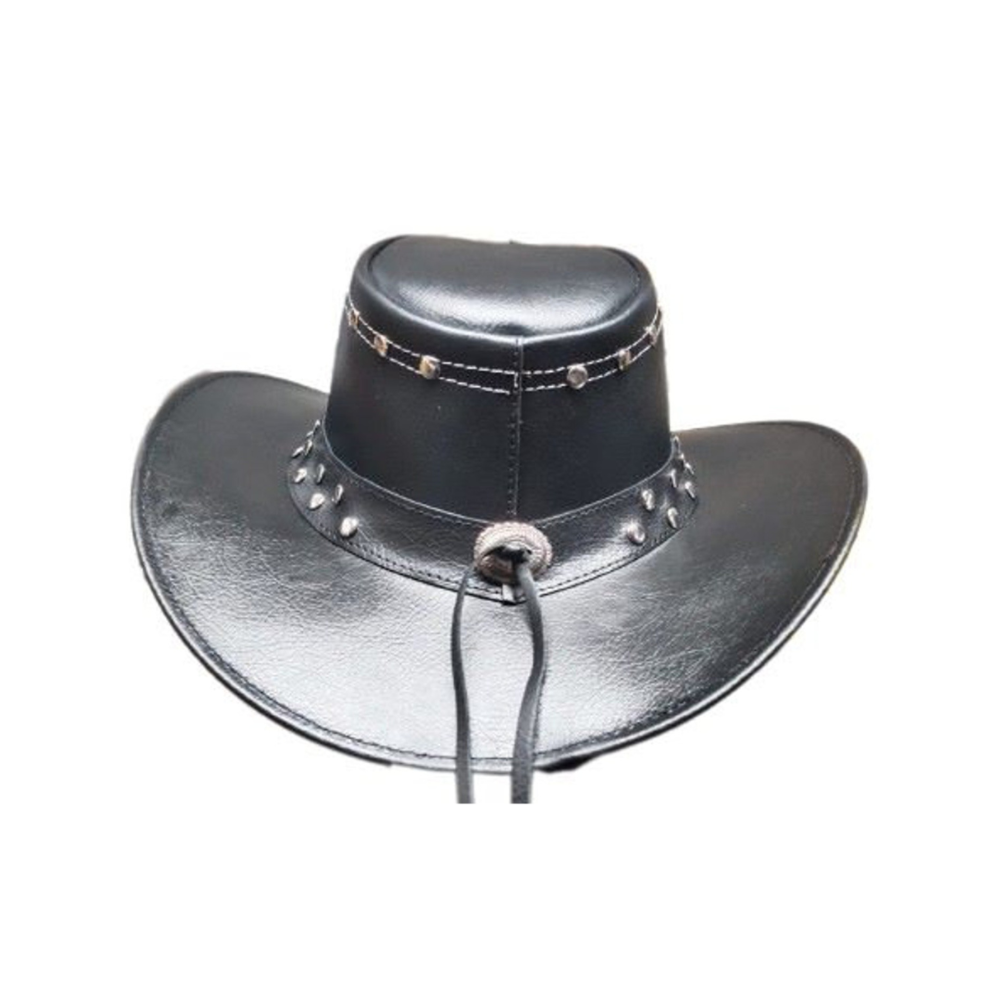 Stylish cowboy leather hat with bead design
