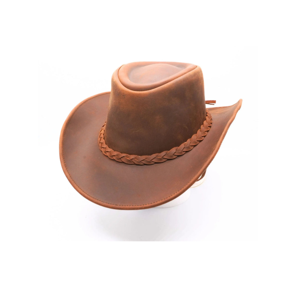 Stylish, versatile leather cowboy hat.






