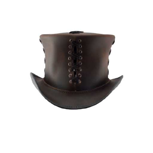 Tall black stove pipe hat.
