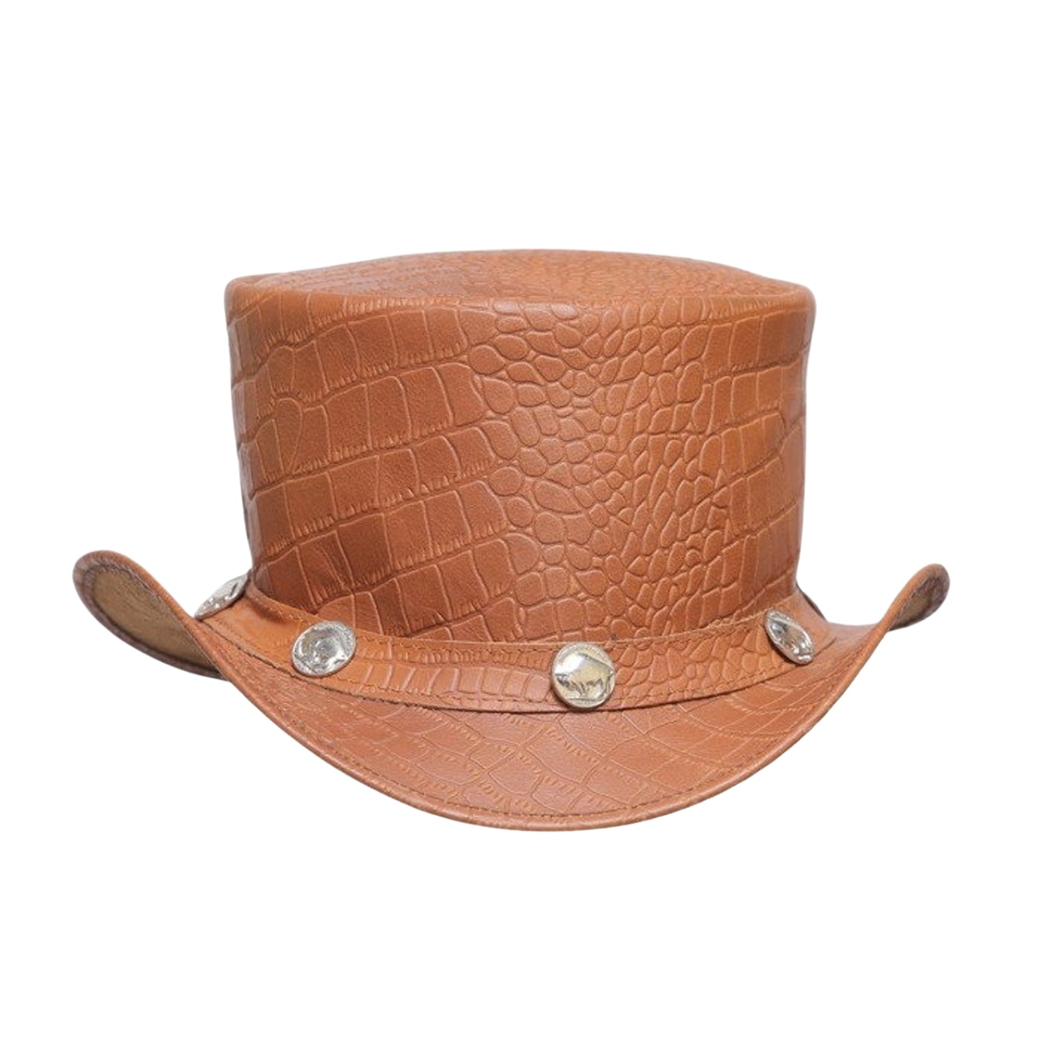 Unique Braided Band Leather Top Hat
