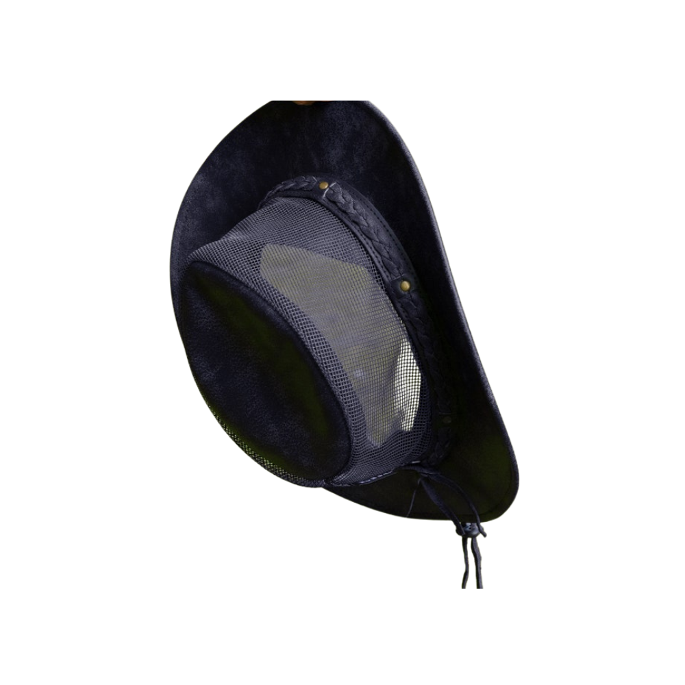 Unisex Wombat Foldable Black Leather Cowboy Hat
