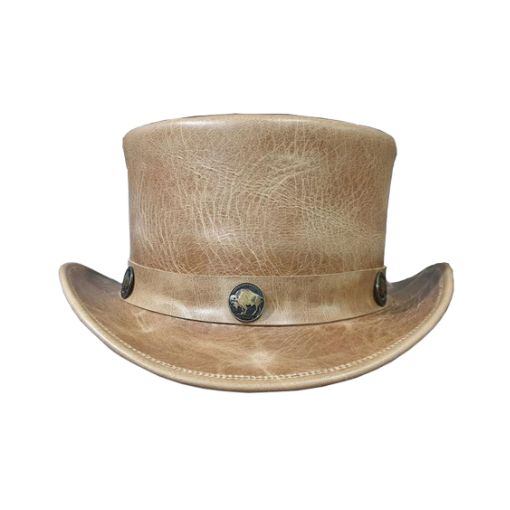 Voodoo style brown leather hat
