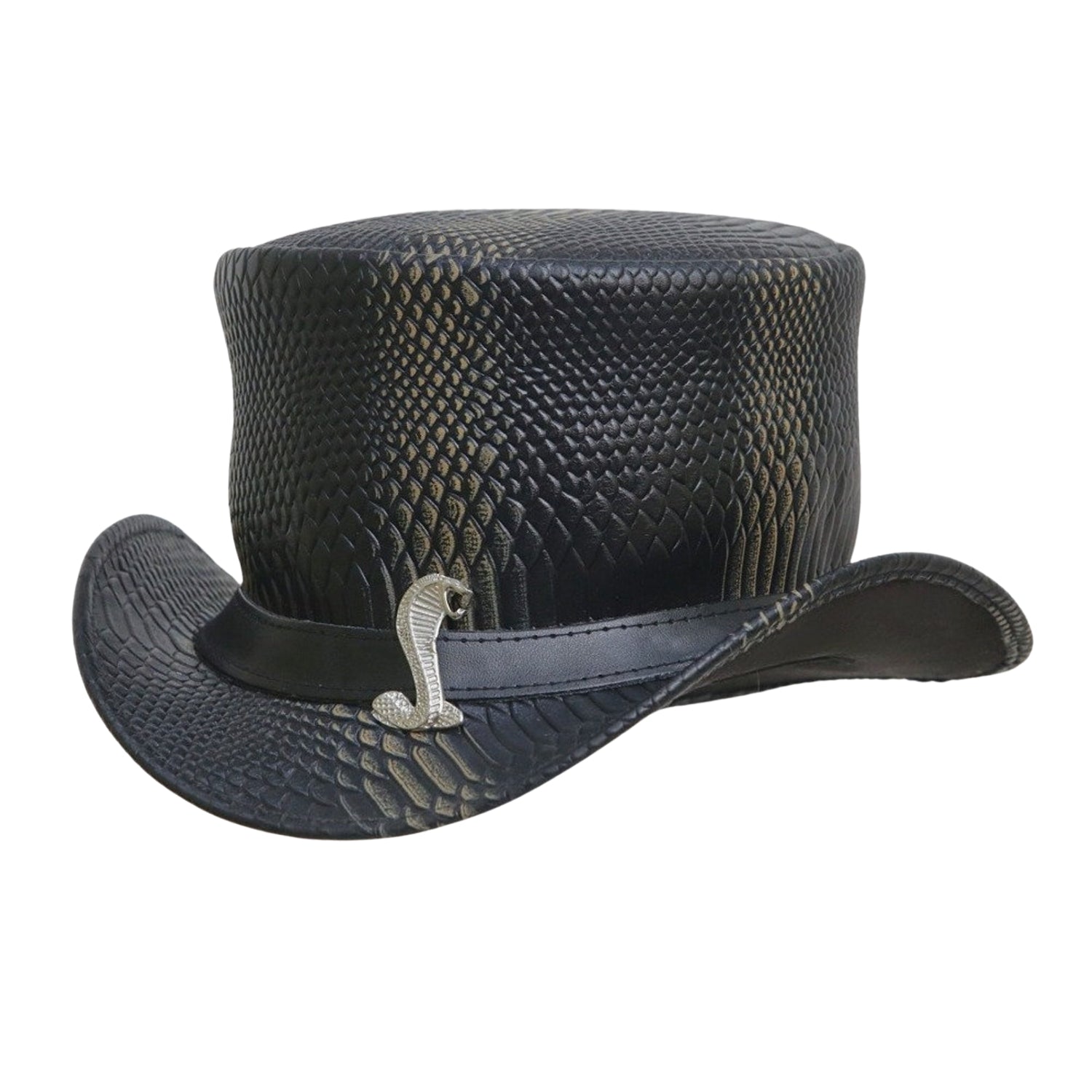 Wax Leather Eye Band Top Hat
