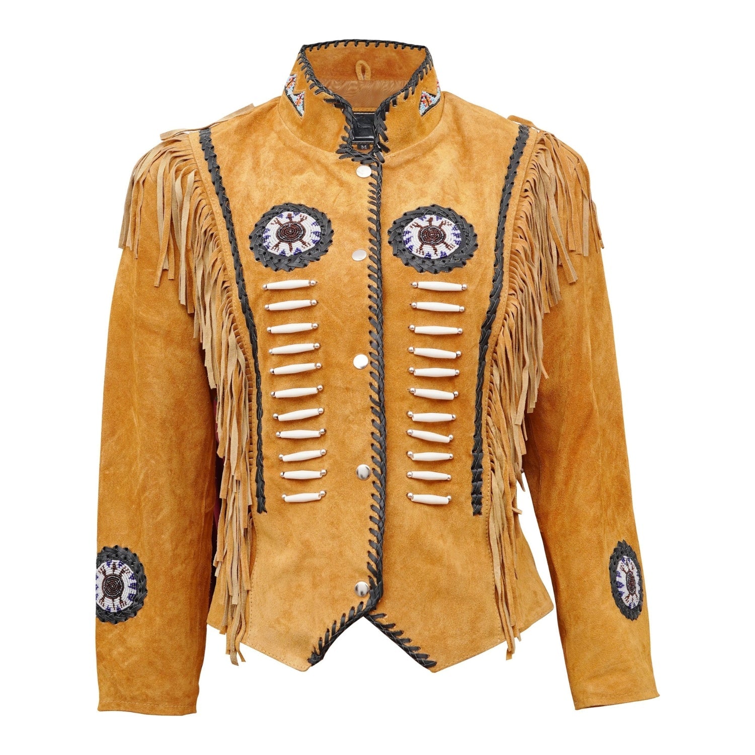 Western Fringe Brown Leather Jacket for Women front view
