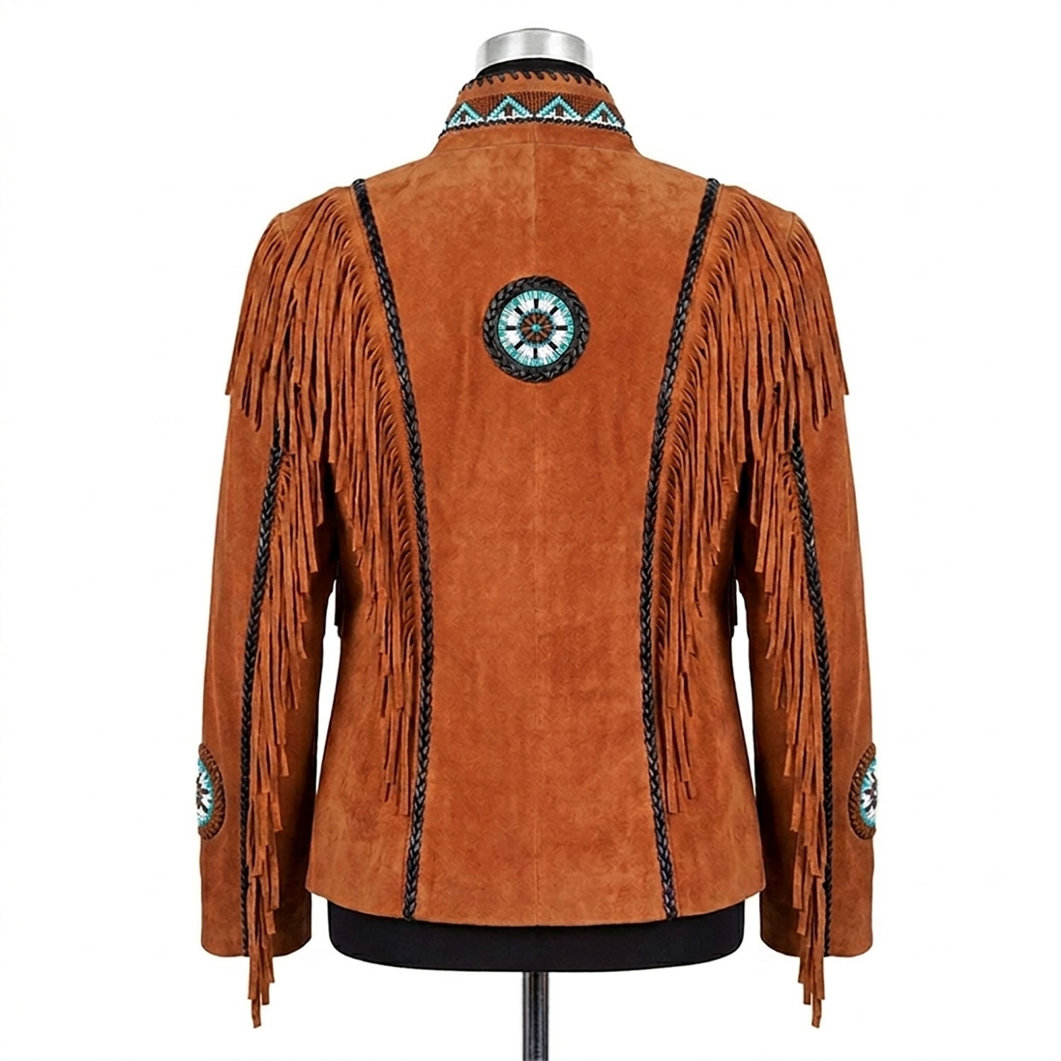 Western Fringe Brown Leather Jackets for Women side view
