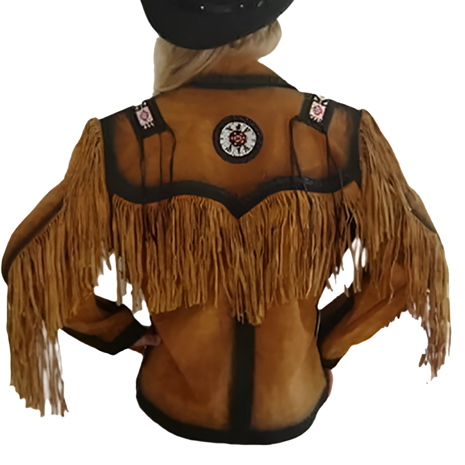 Western Fringe Brown Suede Leather Jacket for Women side view