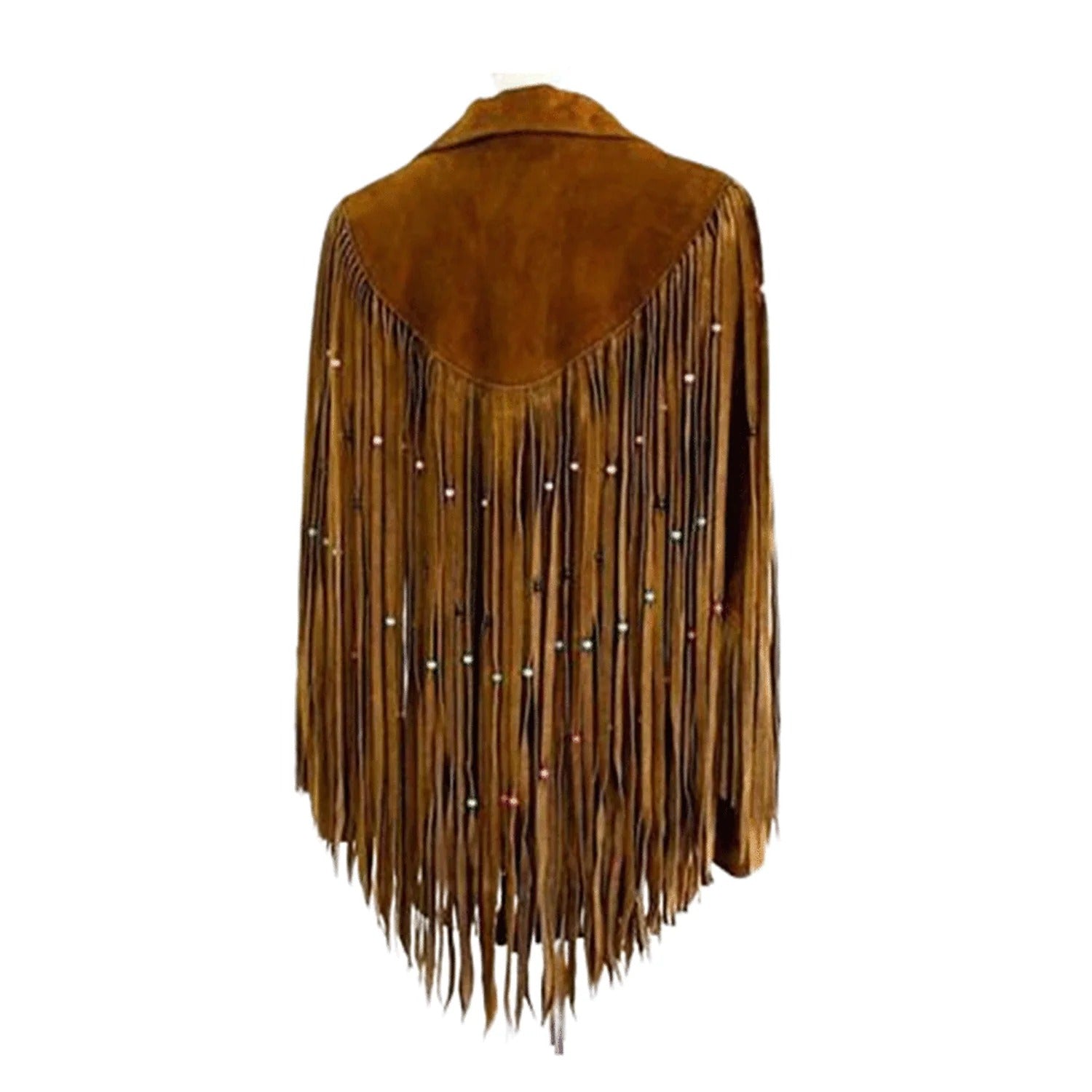 Western Fringe Brown Suede Leather Jacket for Women side view