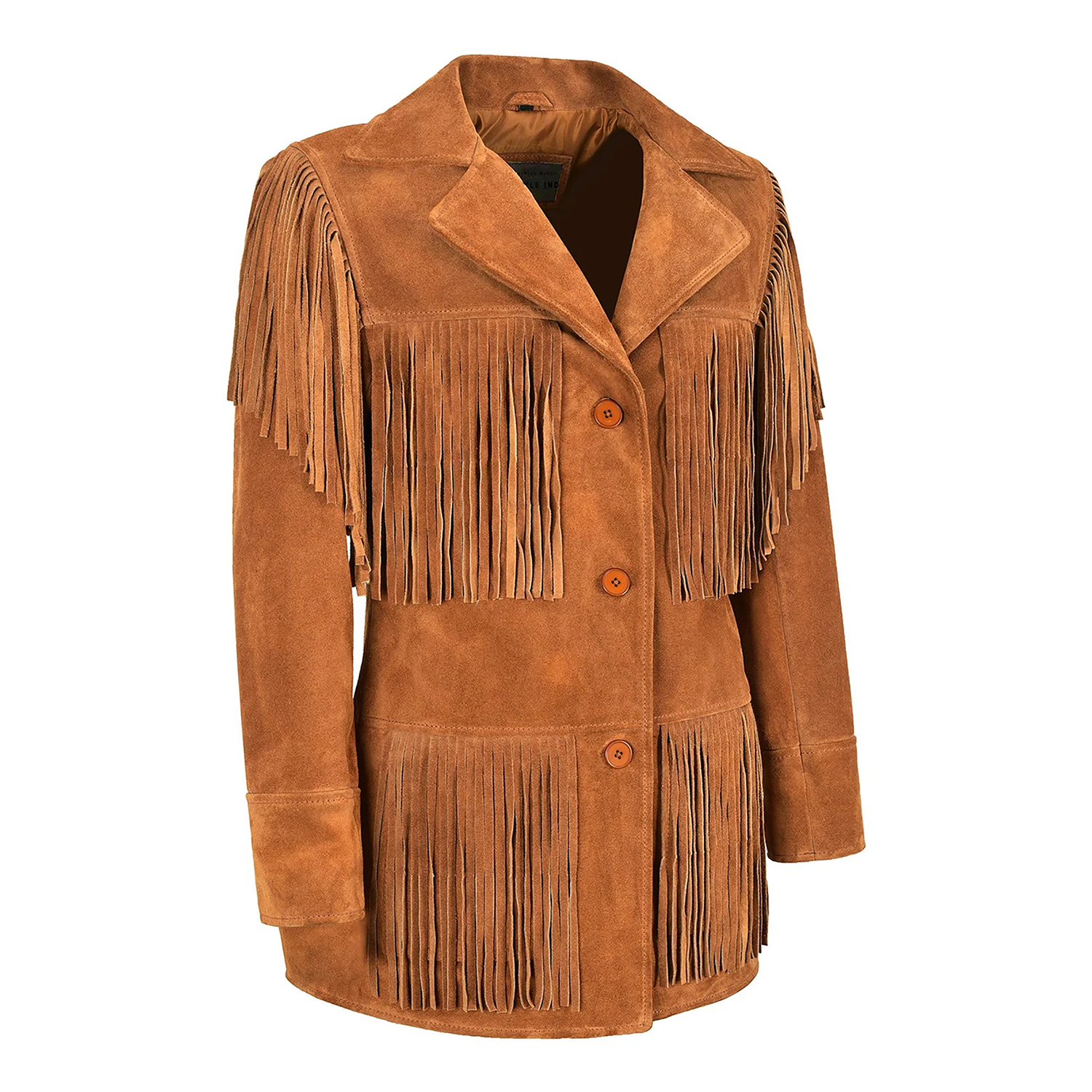Western Fringe Brown Suede Leather Jacket for Women front view