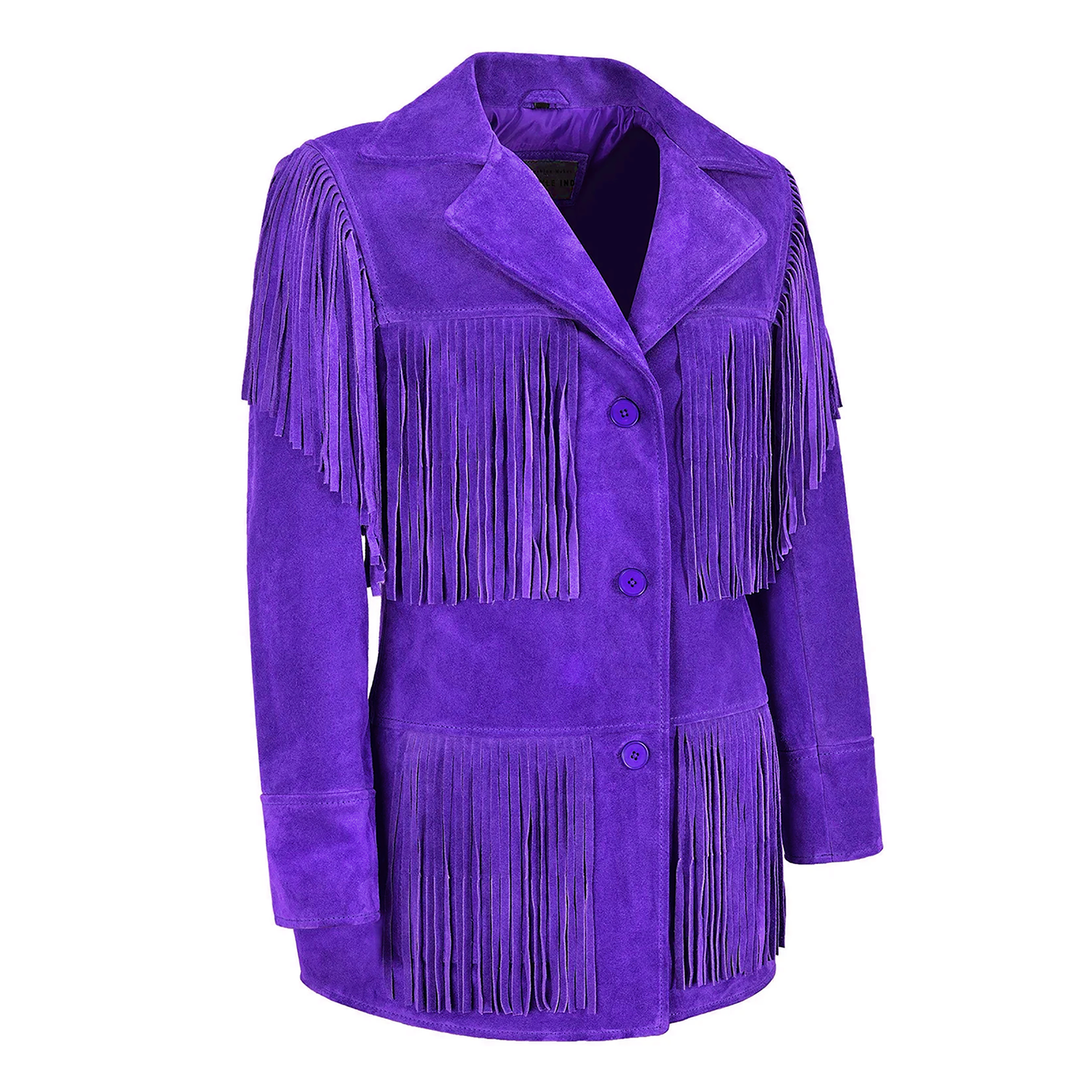 Western Fringe Brown Suede Leather Jacket for Women side view