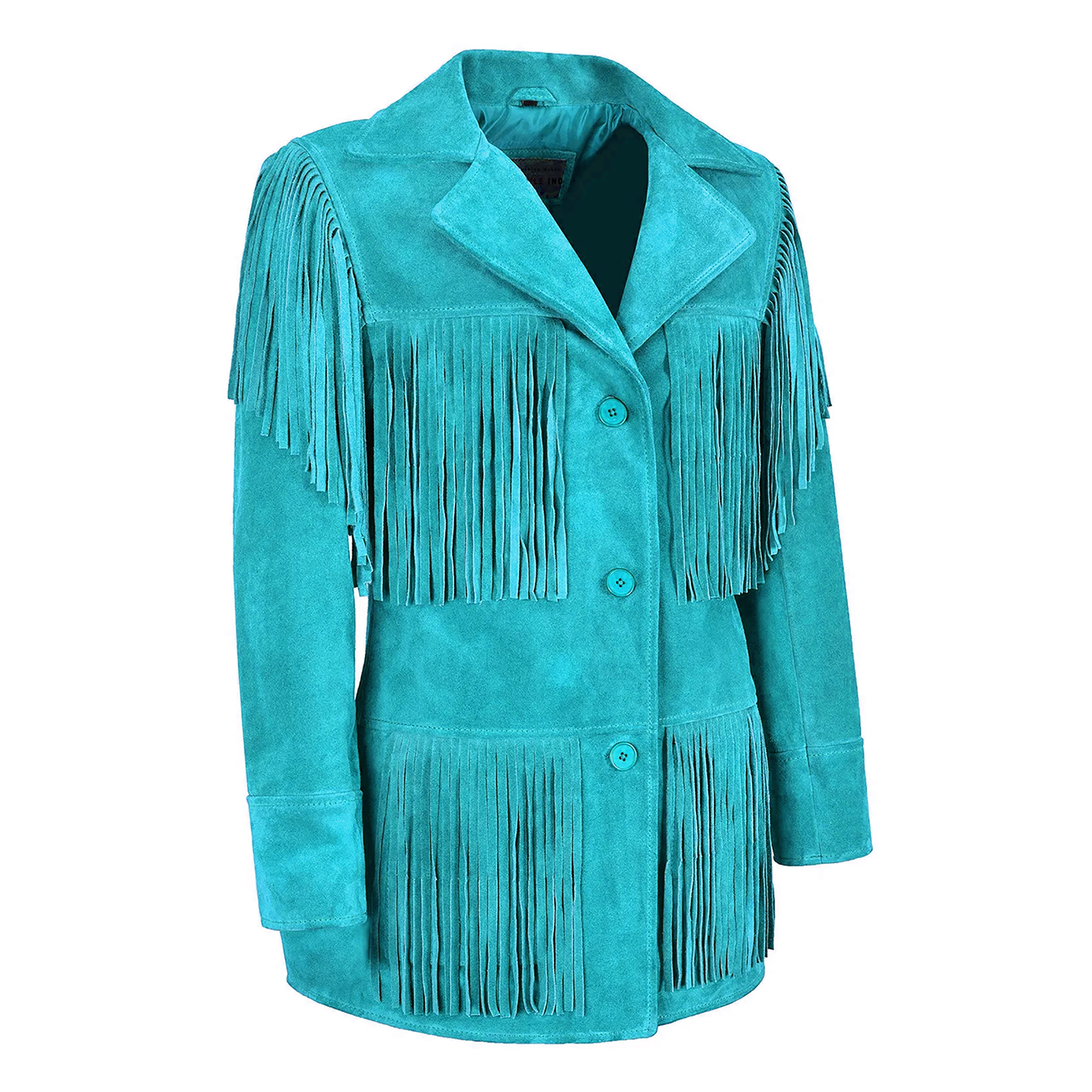 Western Fringe Brown Suede Leather Jacket for Women back view