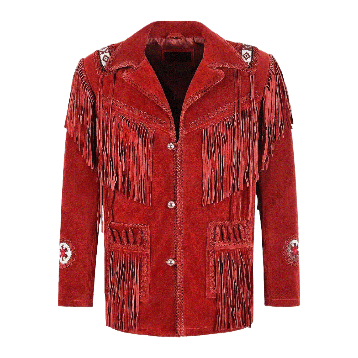 Worn styled look showing the golden brown suede leather fringe jacket