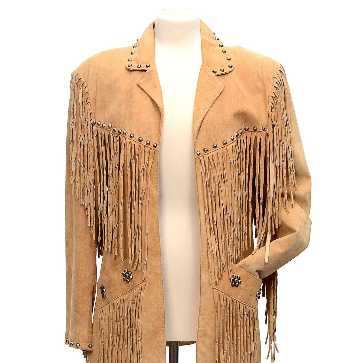 Western Fringe Suede Leather Jacket for Women Cowgirl front view