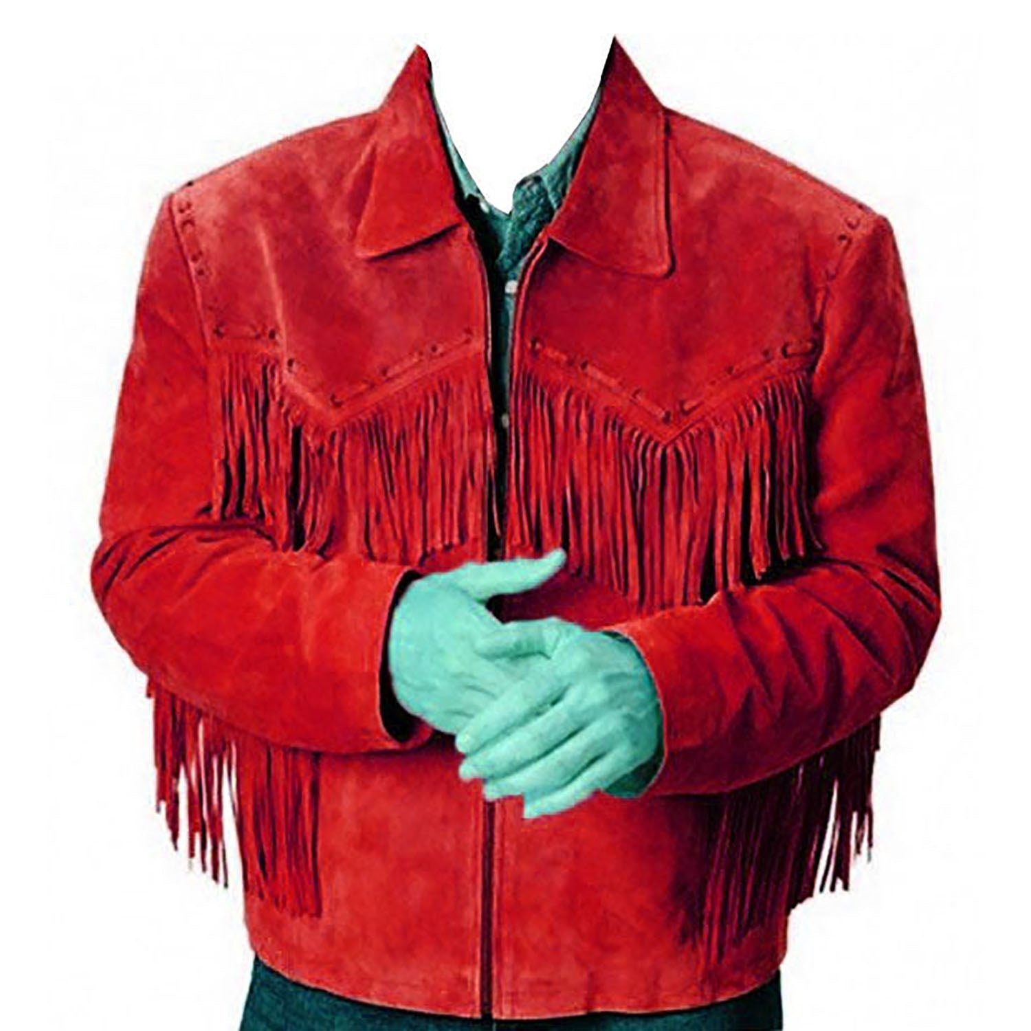 Suede leather fringe jacket, worn styled look