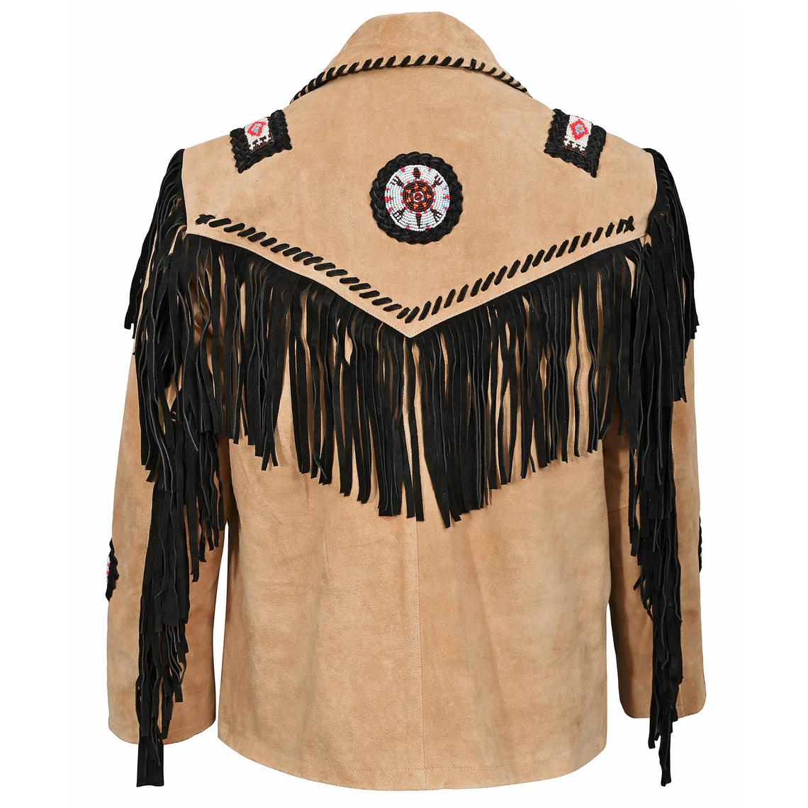 View 160-1 of the black suede leather fringe jacket for men