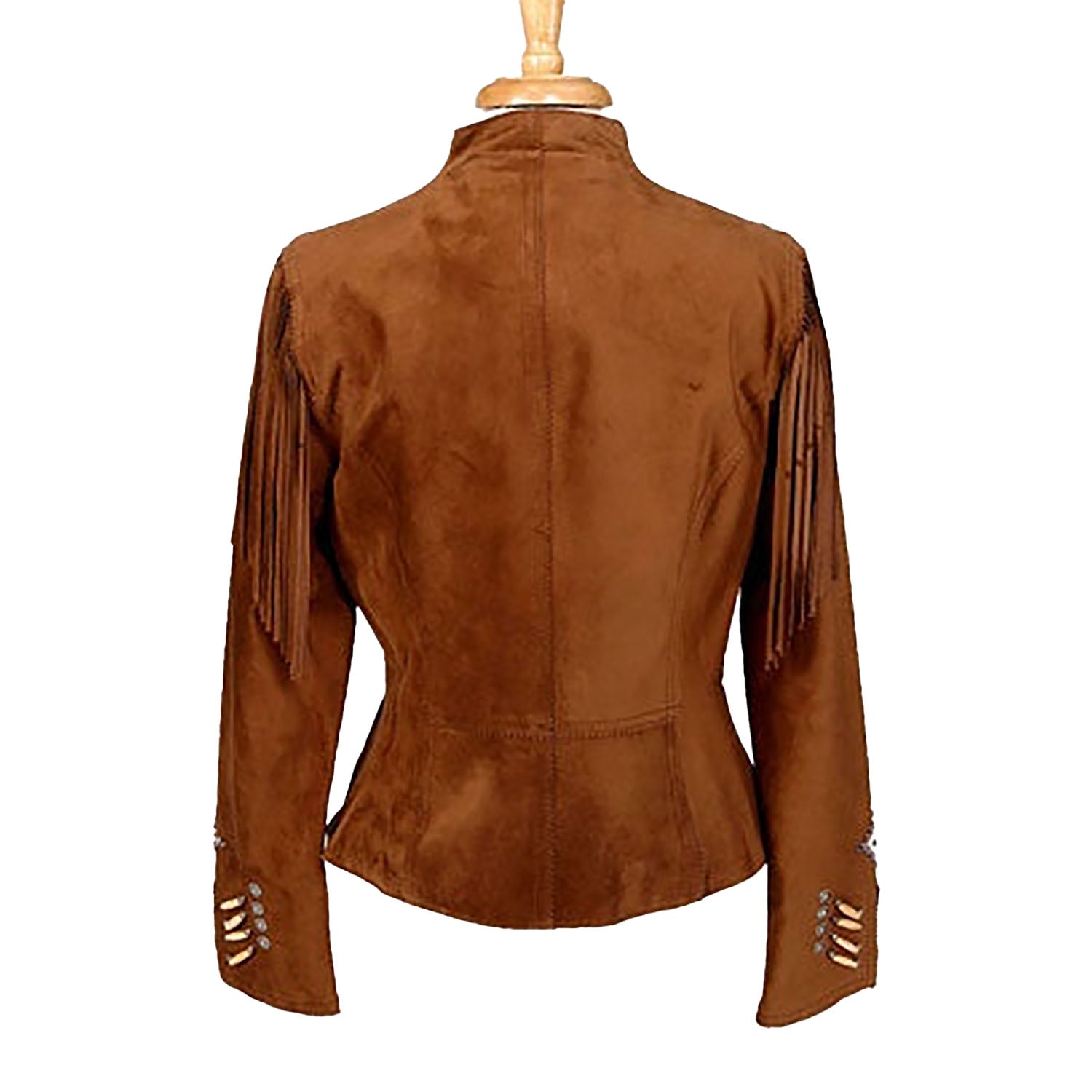 Western Brown Leather Beaded Jacket for Women side view