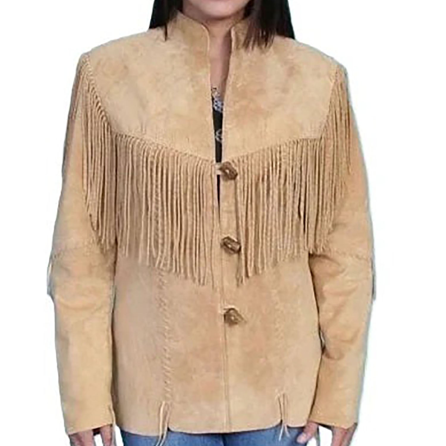 Western Fringe Suede Leather Jacket for Women in All Colors back view