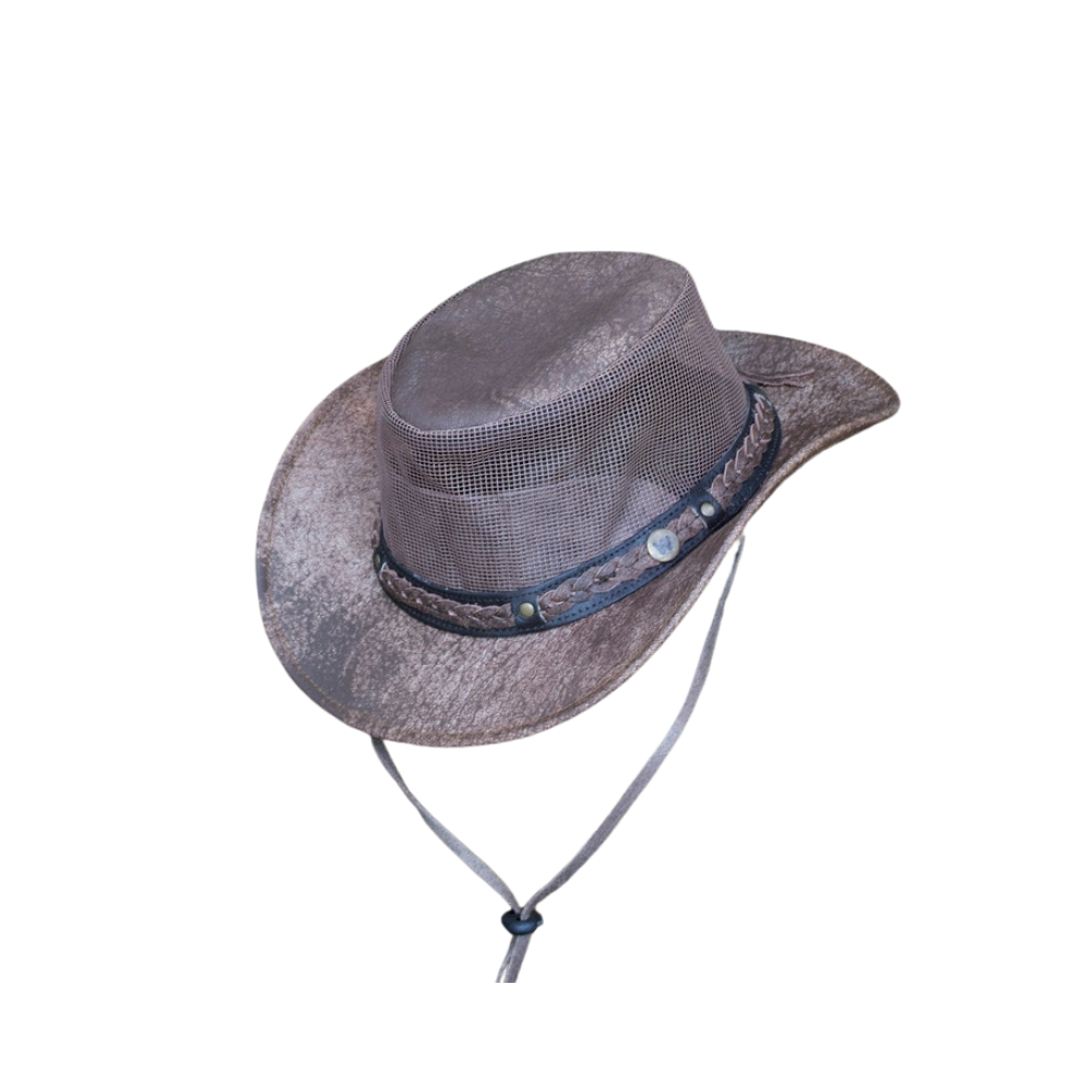 Wombat Foldable Brown Leather Cowboy Hat
