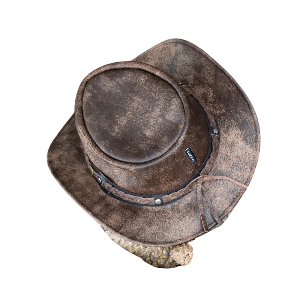 Wombat Foldable Full Grain Leather Cowboy Hat
