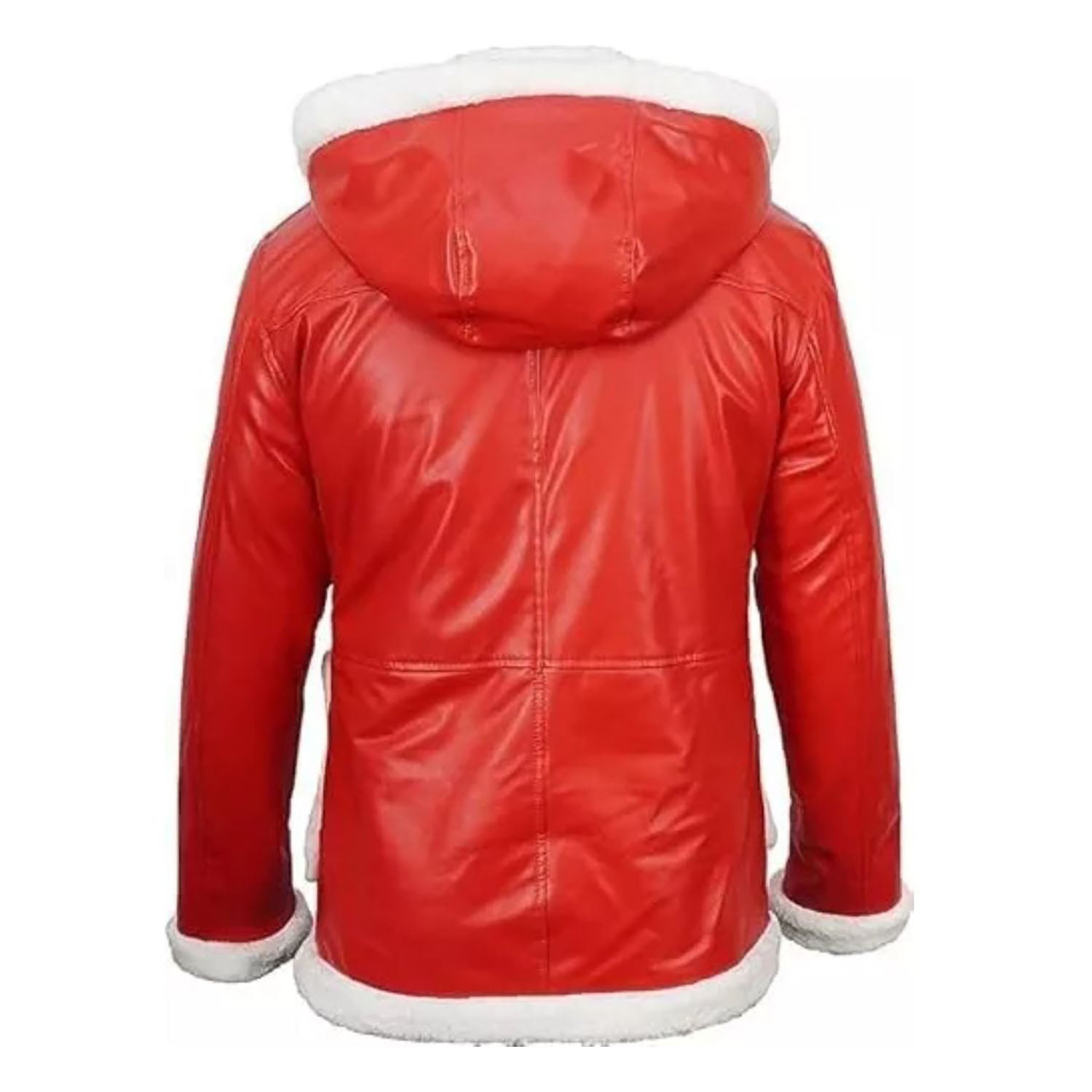 Women's B RAF Red Aviator Bomber Jacket - Genuine Leather with Shearling Fur Lining side view